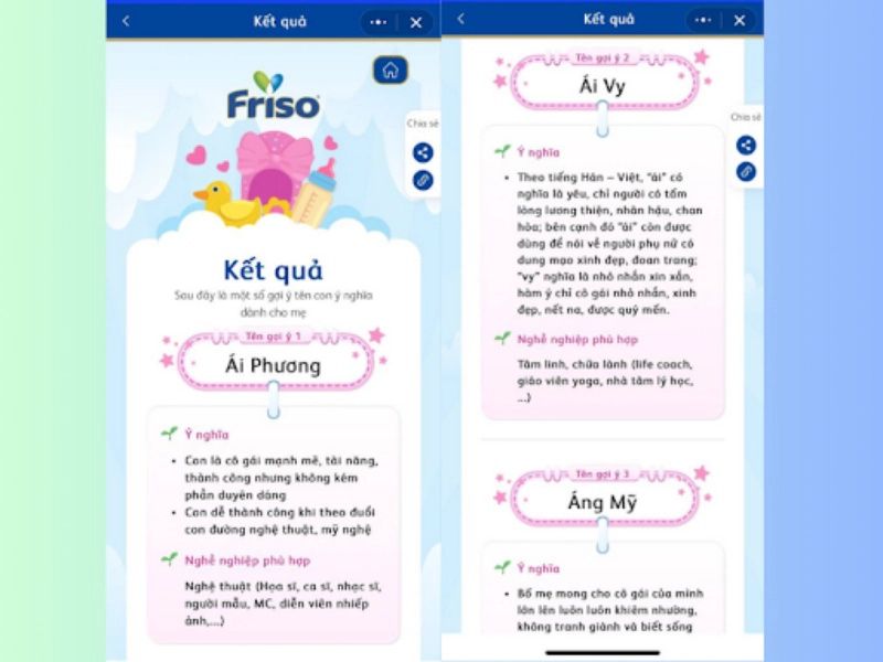 những tên hay cho bé gái