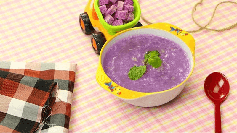 cháo cua nấu với khoai mỡ