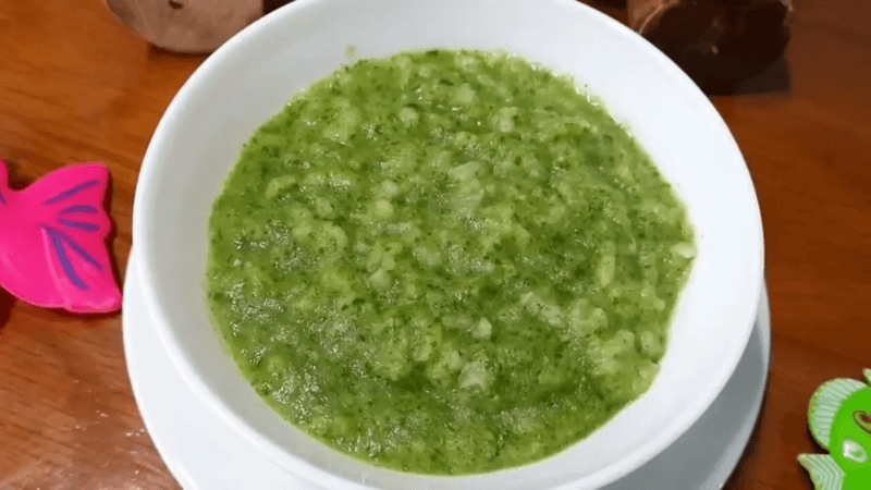 cháo ghẹ với cải bó xôi