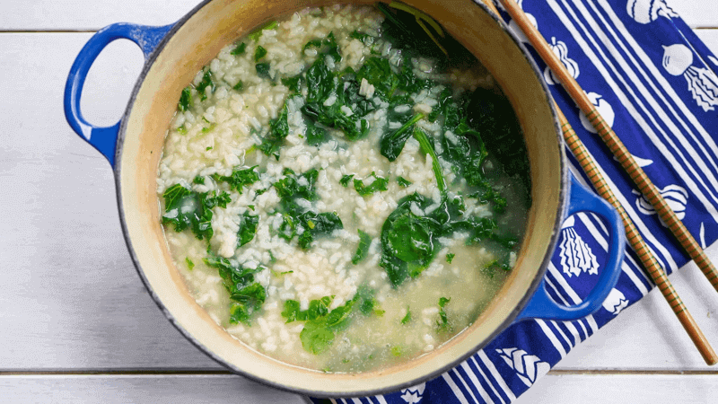 cháo ghẹ rau chùm ngây
