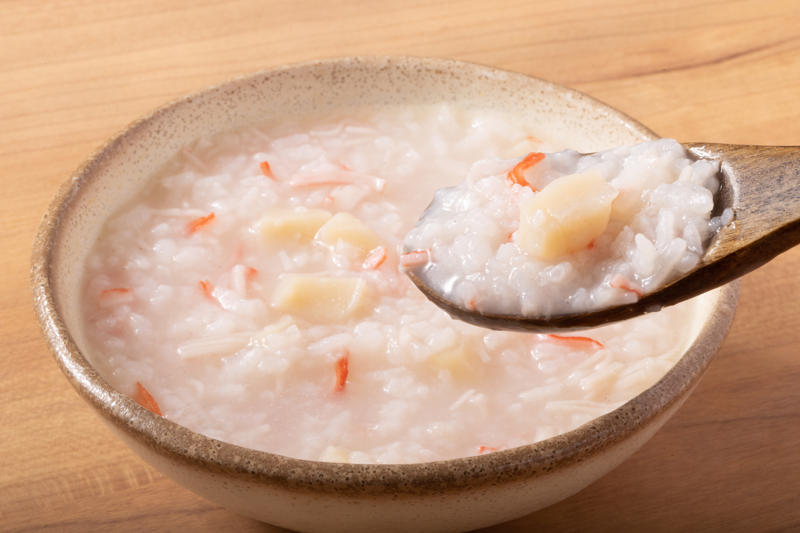 cháo ghẹ với sò điệp thịt băm