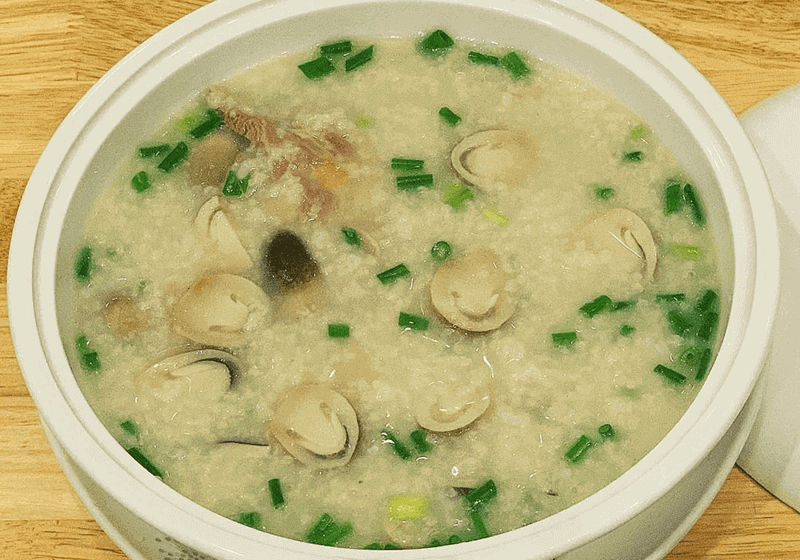 cháo gà với nấm