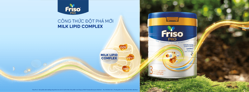 Sữa êm bụng Friso Pro mới chứa Milk Lipid Complex giúp bé tiêu hóa tốt.