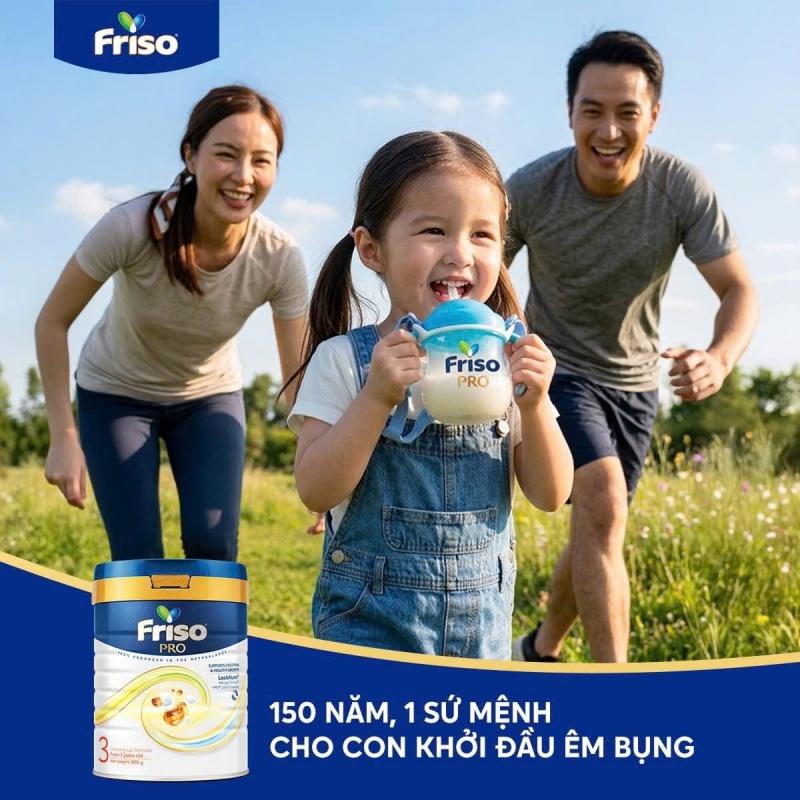 Sữa êm bụng Friso Pro giúp trẻ tiêu hóa tốt, hỗ trợ tăng đề kháng