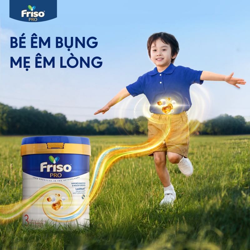 Sữa Friso Pro giúp trẻ êm bụng, tiêu hóa khỏe.