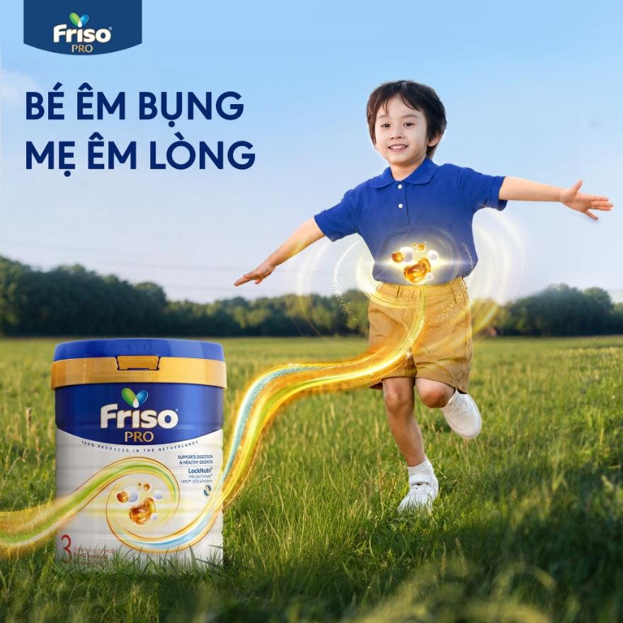 Sữa êm bụng Friso Pro hỗ trợ tiêu hóa khỏe, tăng đề kháng.