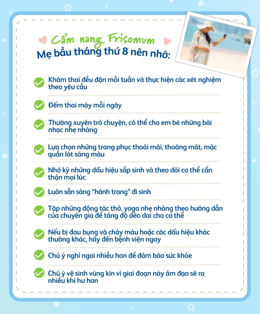 những lưu ý khi mang thai tháng thứ 8